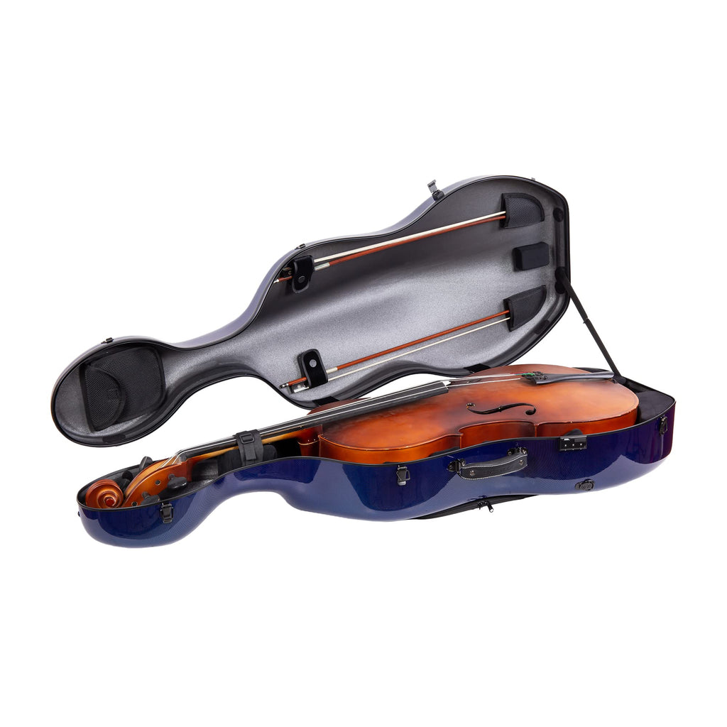 Crossrock Carbon Fiber Case fits for 4/4 Full Size Cello with Removable Shoulder Straps-Black(CRF3020CEFBK)