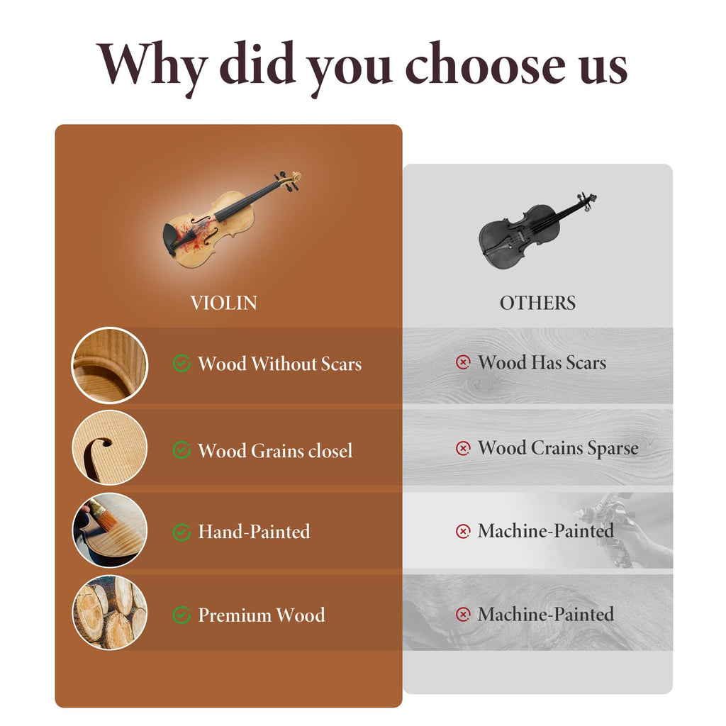 AW Solid Wood Violin 4/4 Full Set Fiddle Beginner Violin Full Size Stradivari Copy Style with Carry Case Bow Rosin Shoulder Rest for Student Adults Starter Kit