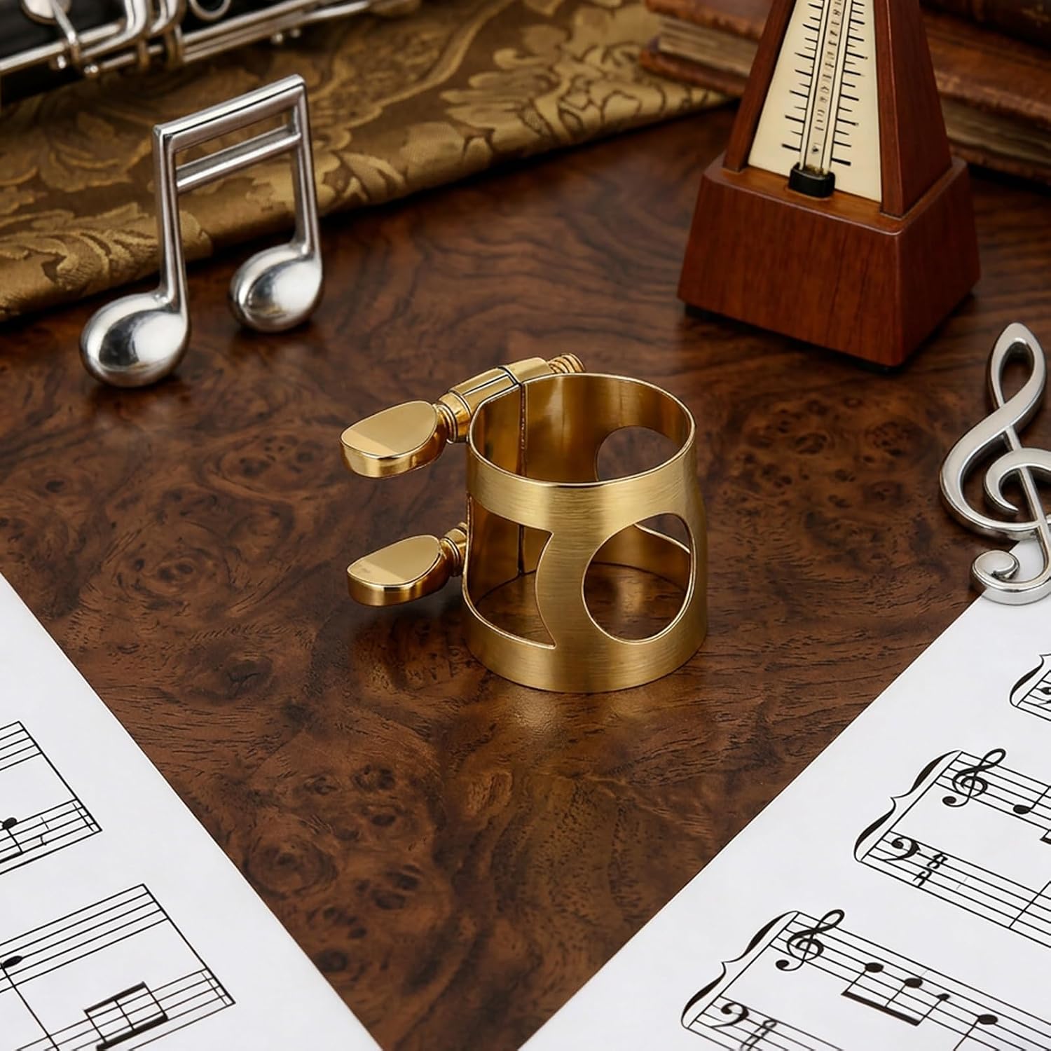 Alto Saxophone Ligature, Double Screws Saxophone Gold Fastener | Alto Sax Ligature Alto Sax Mouthpiece Ligature with Adjustable Screw