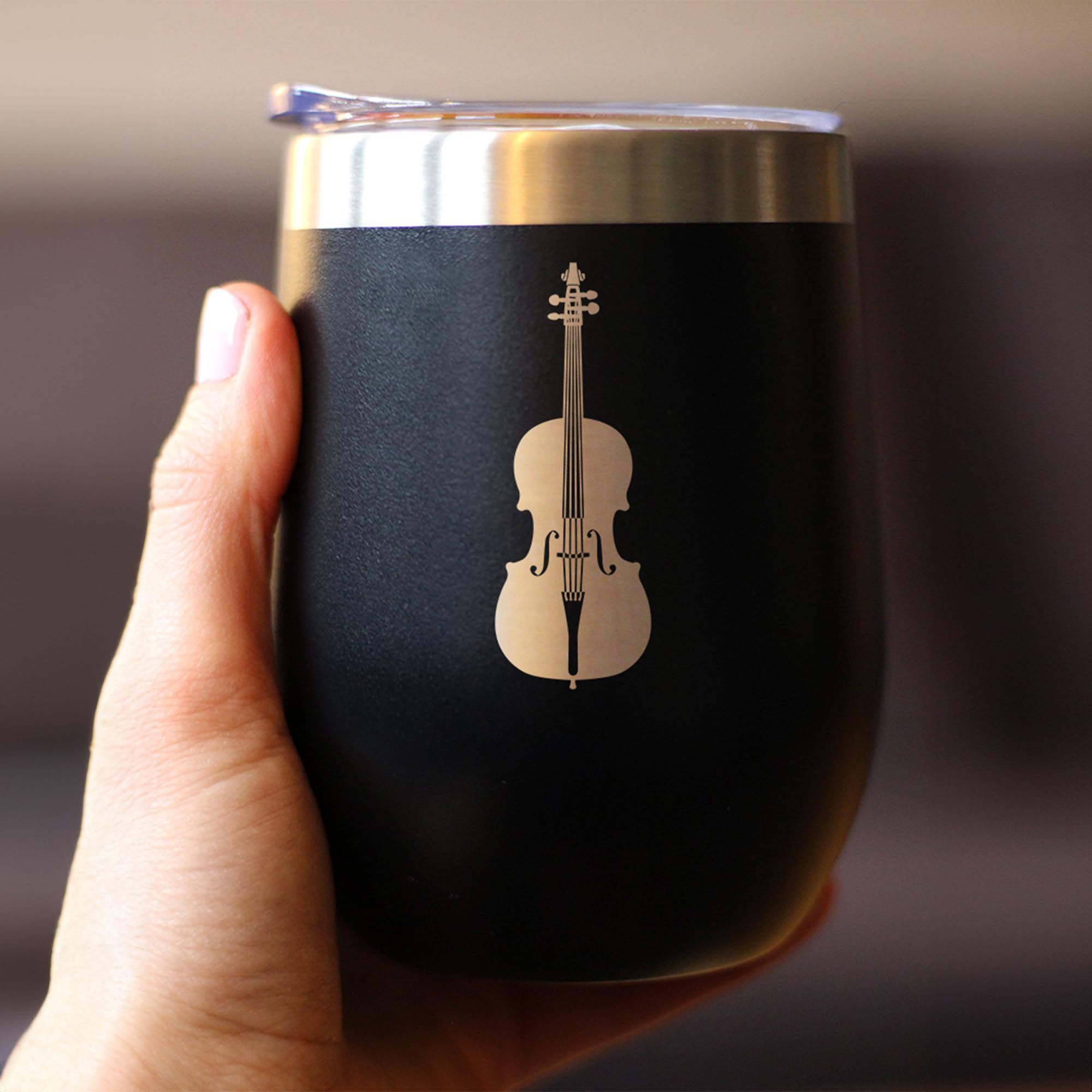 Bevvee Cello - Wine Tumbler Cup with Sliding Lid - Stainless Steel Insulated Mug - Orchestra Gifts for Cellists - Teal