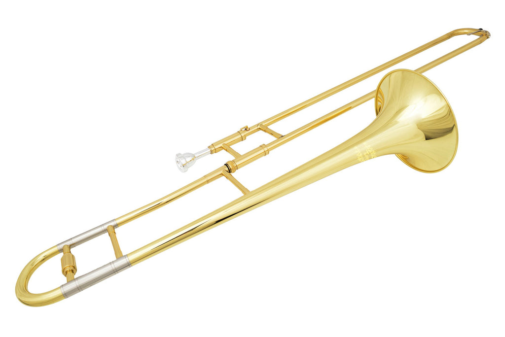 Glory GTD-2 B Flat Brass Trombone with Case & 12C Mouthpiece,Gold Finished,Tenor Trombone