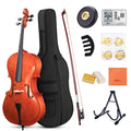 ADM 4/4 Full Size Acoustic Cello, Beginner Acoustic Cello Kit with Portable Bag, Stand, Bow, Mute, Rosin, Endpin Holder for Beginner Adults & Students