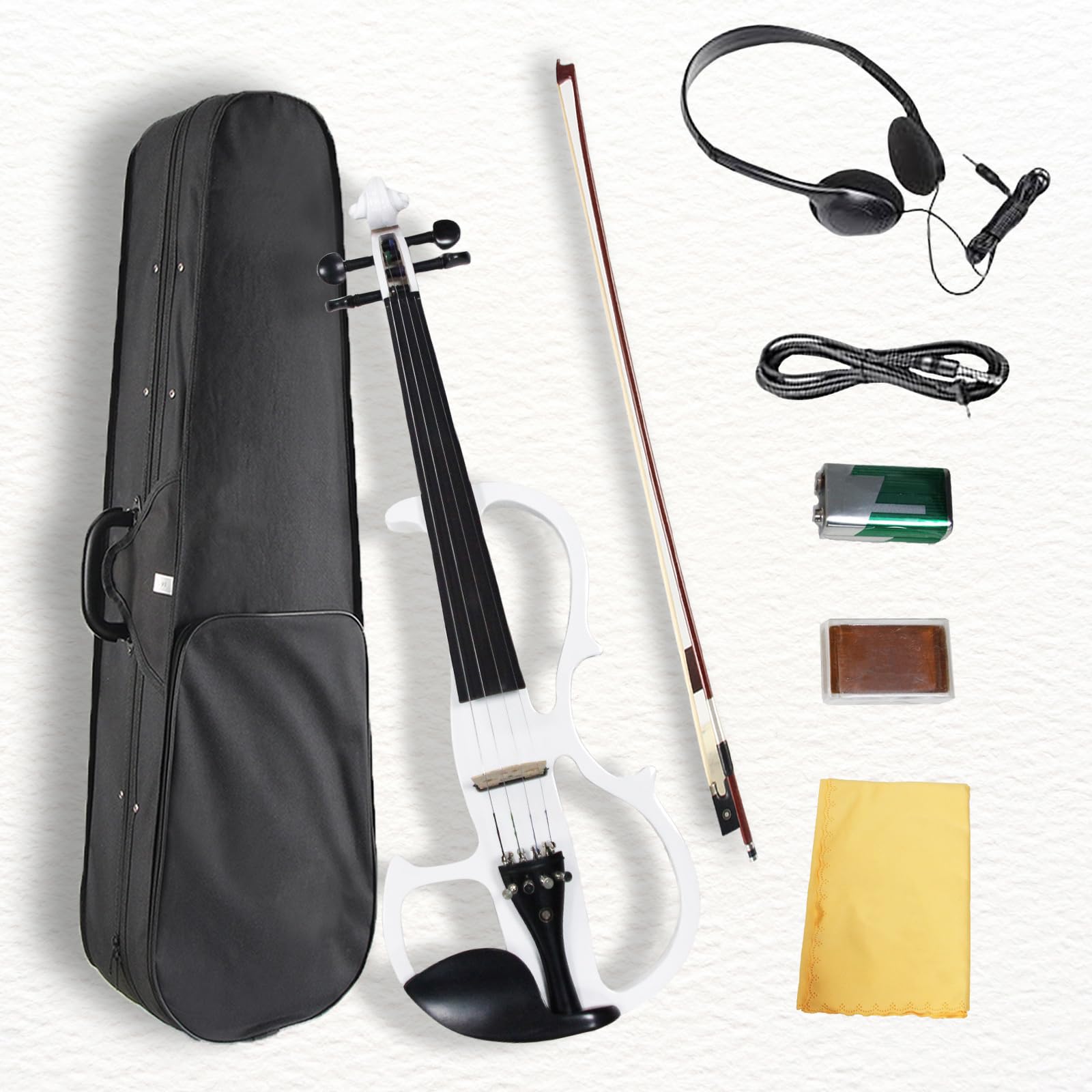 Electric Violin, 4/4 Full Size Solid Silent Fiddle with Ebony Fittings, Silent Electric Violin Kit for Beginner Students (Mahogany)