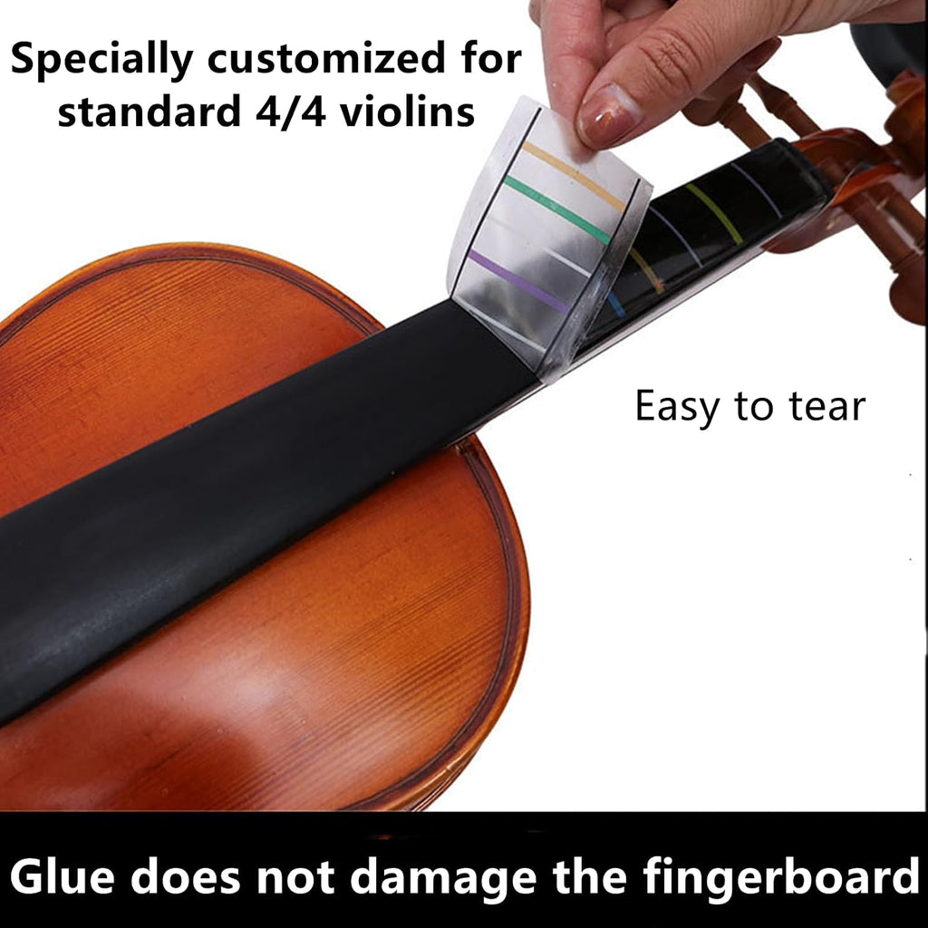 2Pcs 4/4 Violin Tape Violin Finger Guide Fretboard Sticker, Transparent | Fingerboard Marker Fiddle Learn Note Chart Tape for Violin Fingerboard