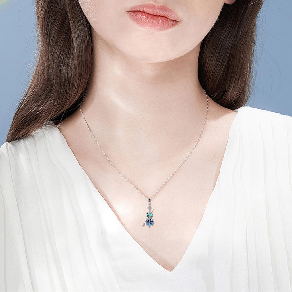 YAFEINI Violinist Cellist Gifts for Her 925 Sterling Silver Cello Violin Pendant Necklace Music Jewelry for Women Birthday Christmas Gifts