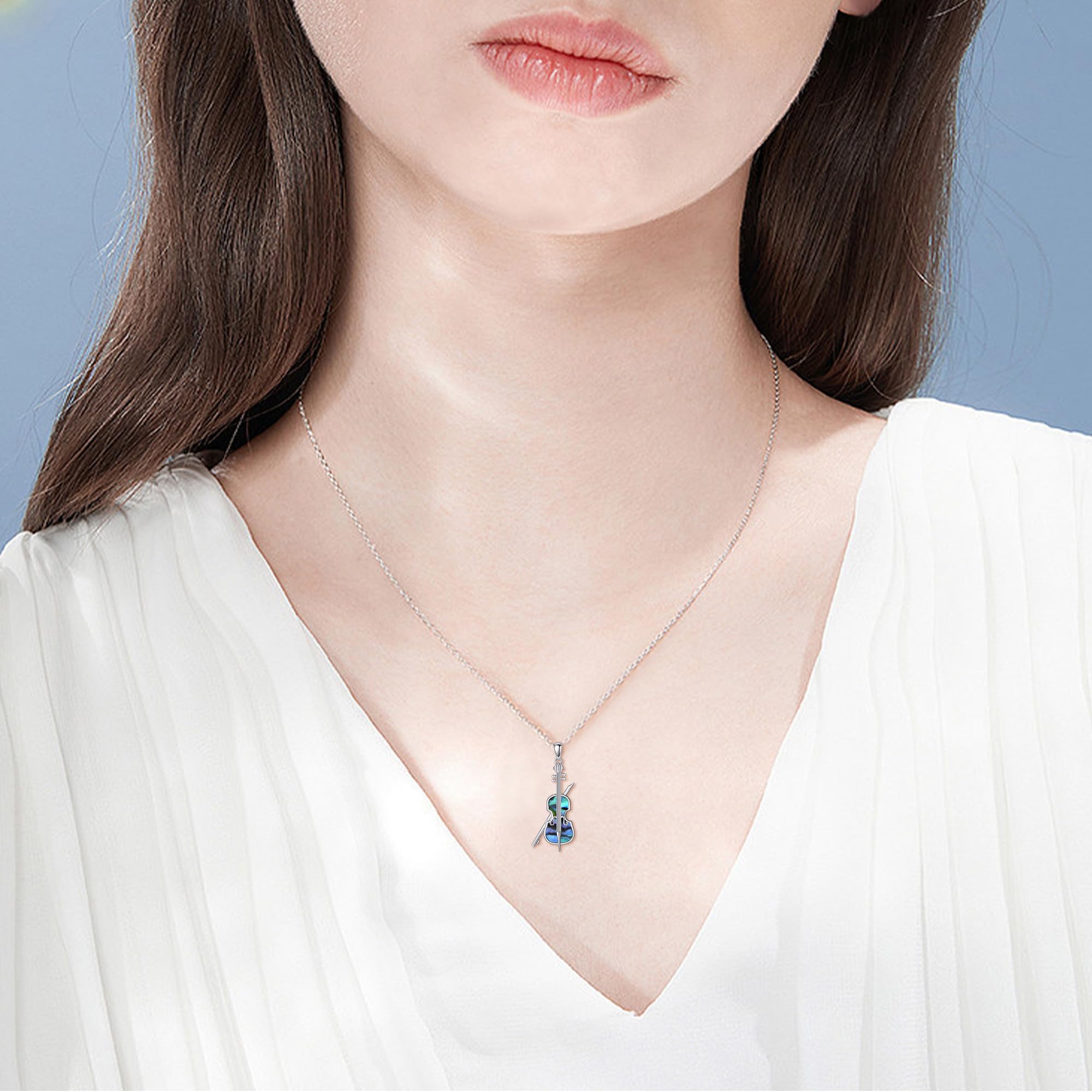 YAFEINI Violinist Cellist Gifts for Her 925 Sterling Silver Cello Violin Pendant Necklace Music Jewelry for Women Birthday Christmas Gifts