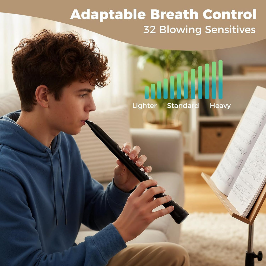 Costzon Electronic Wind Instrument, Portable Mini Digital Electric Saxophone with MIDI, 100 Tones, 3W HIFI Speaker, 4-Octave Range & 2 Fingerings, Rechargeable EWI Synthesizer for Beginners Adults
