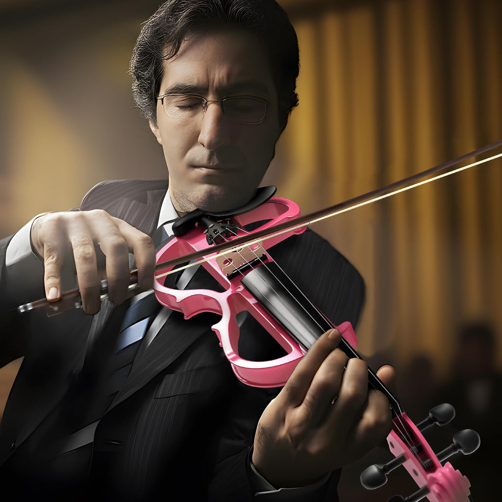 Electric Violin 4/4 Kit, Electric Violin 4/4 Full Size for Adults, Students, Beginner Violins, Full Size Violins Set with Case, Bow, Rosin and Headphones, Black