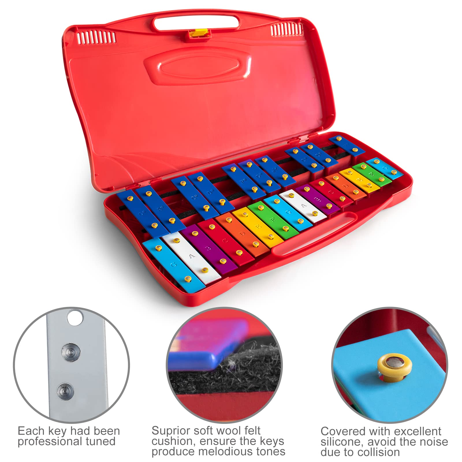 13 Keys Xylophone for Kids Wooden Xylophone Musical Instrument with Mallets Glockenspiel Instrument Educational Sensory Musical Toys Christmas Gift Choice for Boys Girls Aged 3+