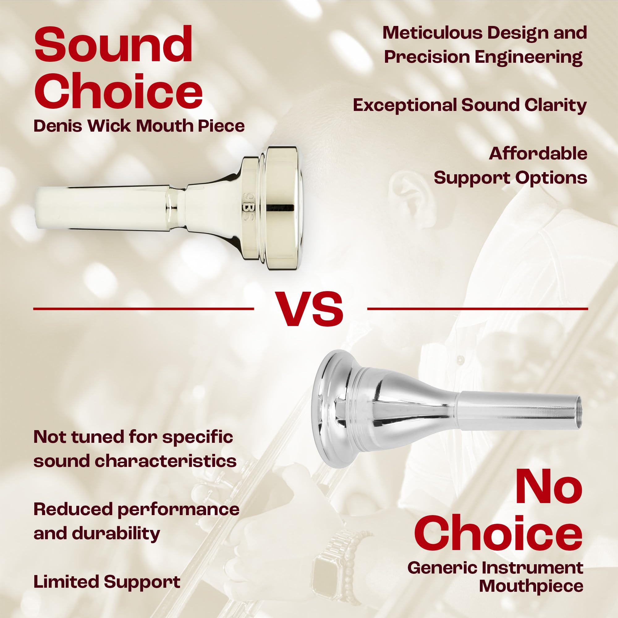 Denis Wick Classic Trombone Mouthpiece Silver Plated, 5880-4AL - Barrel Backbore for Balanced Tone & Smooth Response - Large Shank Fitting Trombone Accessory for Easy Articulation - 26 x 6.72 x 7.38mm