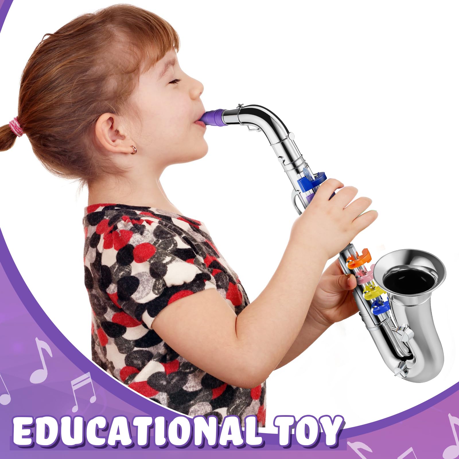Lewtemi Gold Trumpet Musical Instruments Toy for Kid Toddler Fake Plastic Preschool Music Toy Gift Non-Professional Wind Instrument Early Educational Teaching Songs Gifts for Toddlers Children