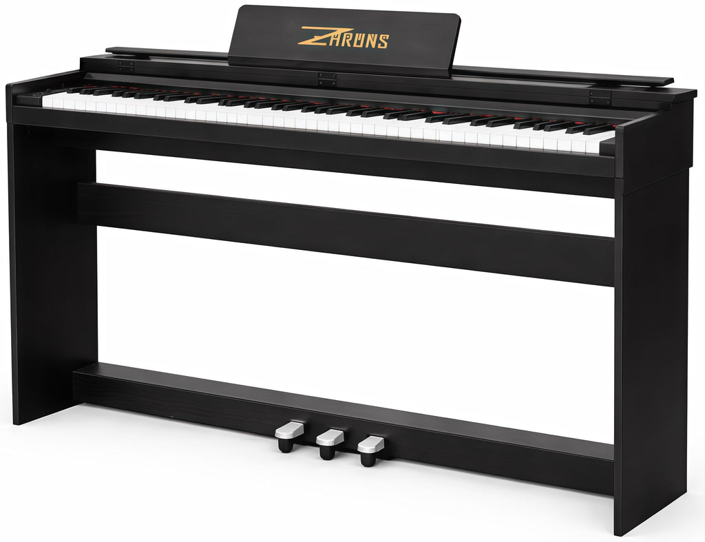 88 Key Digital Piano for Home Studio, with Weighted Hammer Action Keys, Professional Triple Pedal, USB-MIDI Connectivity, Includes Power Adapter, Stand & Headphone Jack, Black