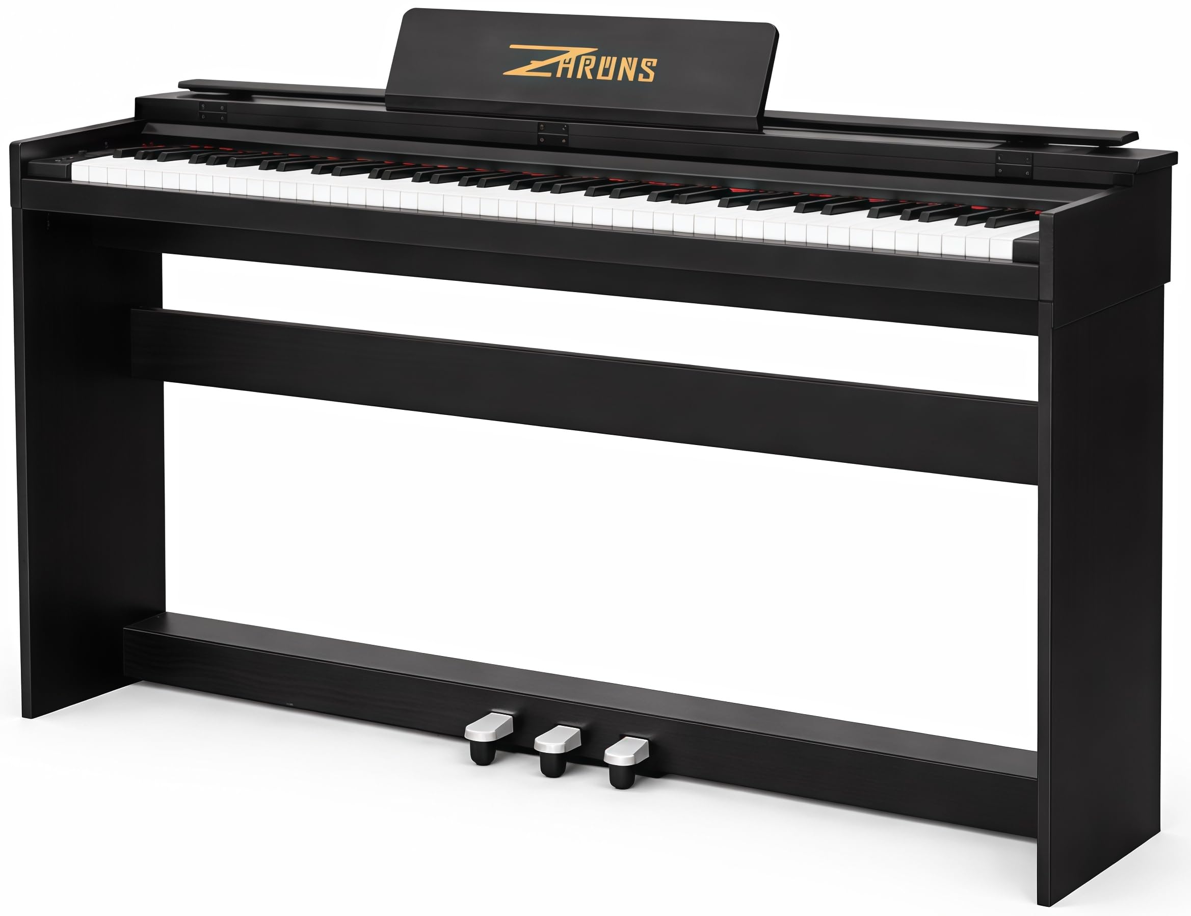 88 Key Digital Piano for Home Studio, with Weighted Hammer Action Keys, Professional Triple Pedal, USB-MIDI Connectivity, Includes Power Adapter, Stand & Headphone Jack, Black