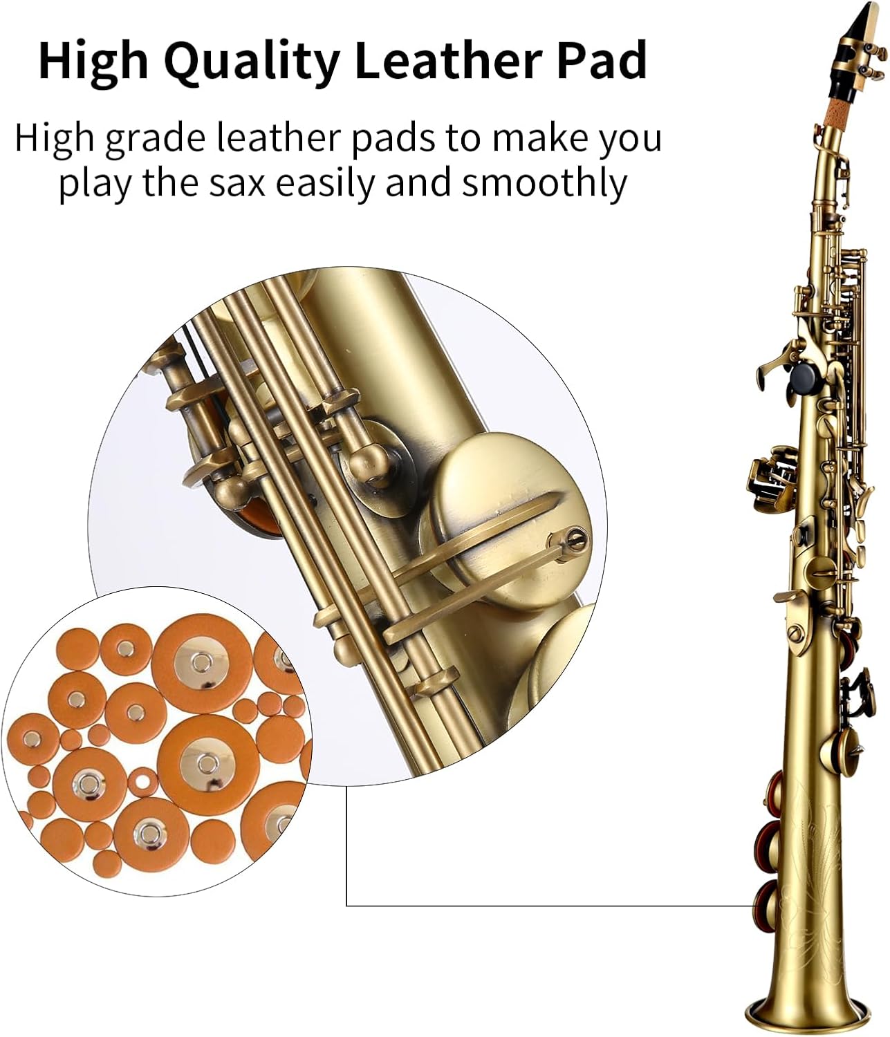 Straight Bb Soprano Saxophone Nickel Plated Sax straight saxophone Professional Brass Woodwind Instrument Carve Pattern with Carrying Case Mouthpiece Reed Cleaning