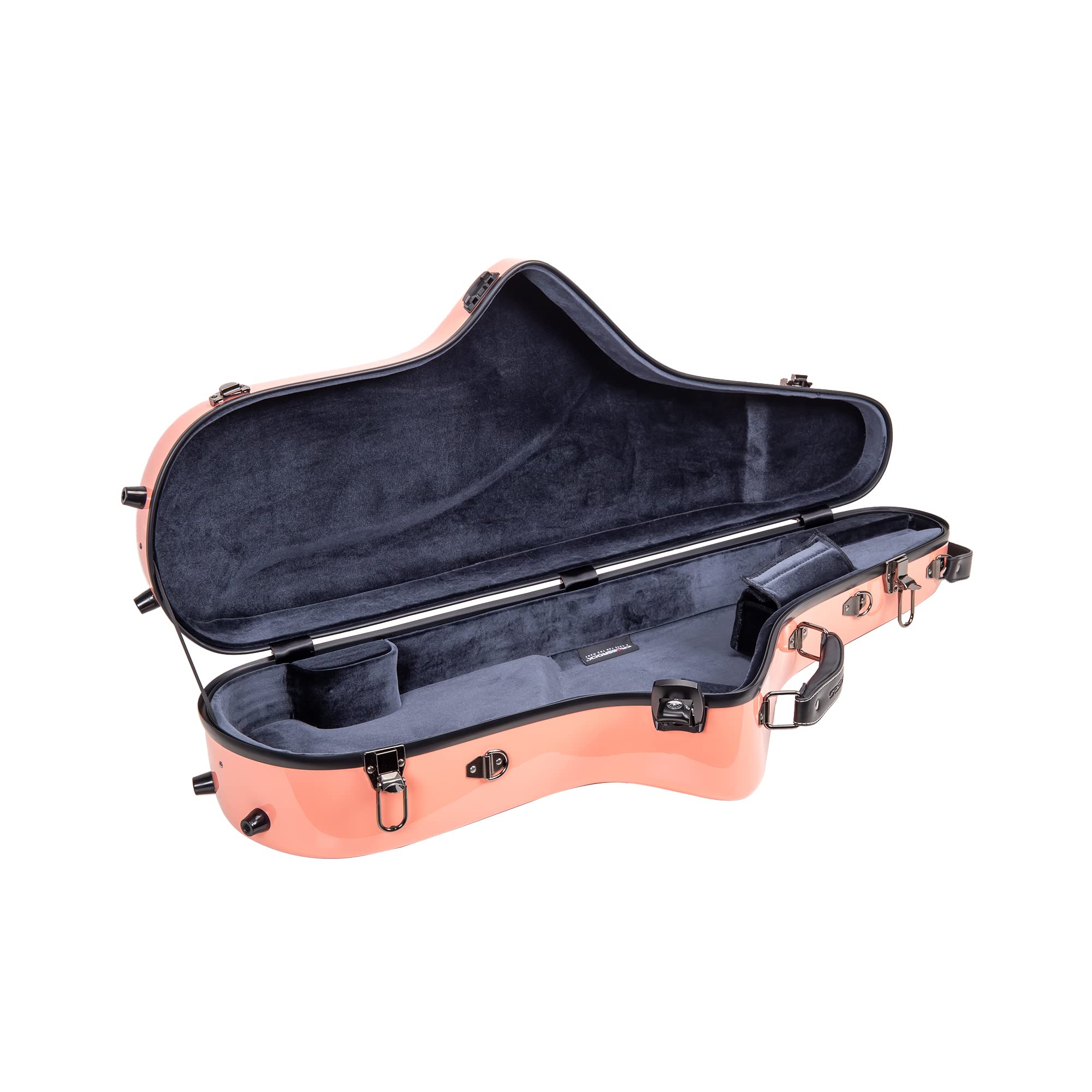 Crossrock Pro-Grade Straight Soprano Saxophone Case | Crimson Red Gloss, TSA Lock, Elite Protection, Detachable Backpack Straps, Accessory Pocket for Professional Musicians