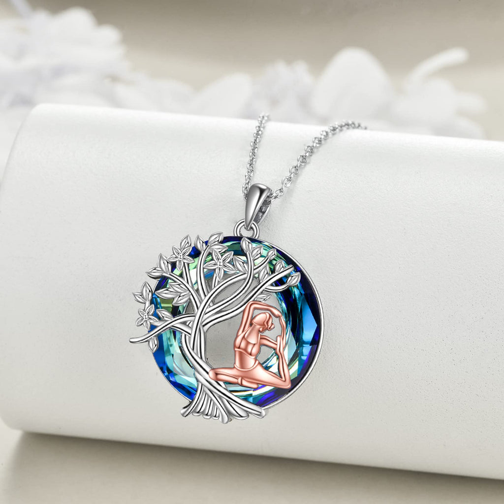 YFN Tree of Life Necklace Sterling Silver Crystal Jewelry Graduation Birthday Gifts for Women