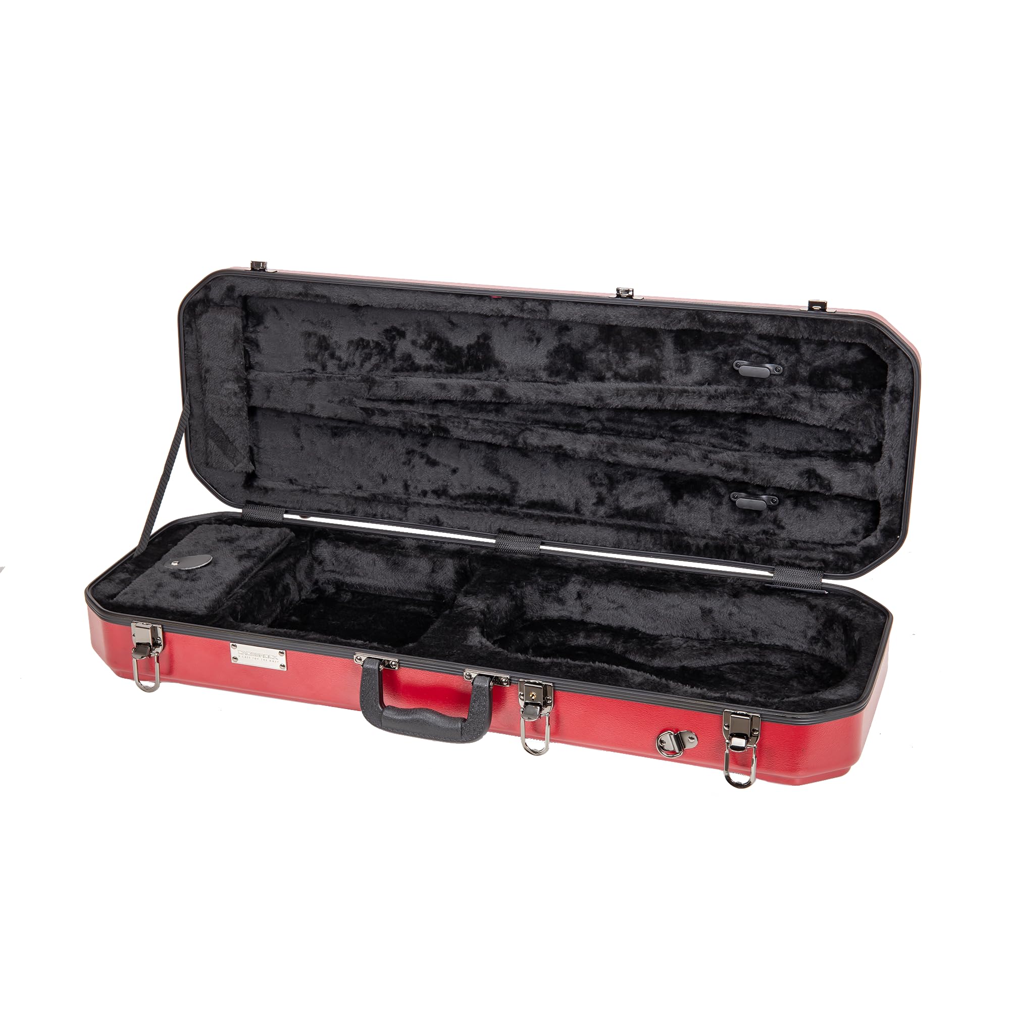 Crossrock Shaped Violin Case for 4/4 Full-Size Violin | Interior Accessory Compartment, 2 Bow Holders, Security Lock, Detachable Shoulder Straps - Black (CRA880VFBK)