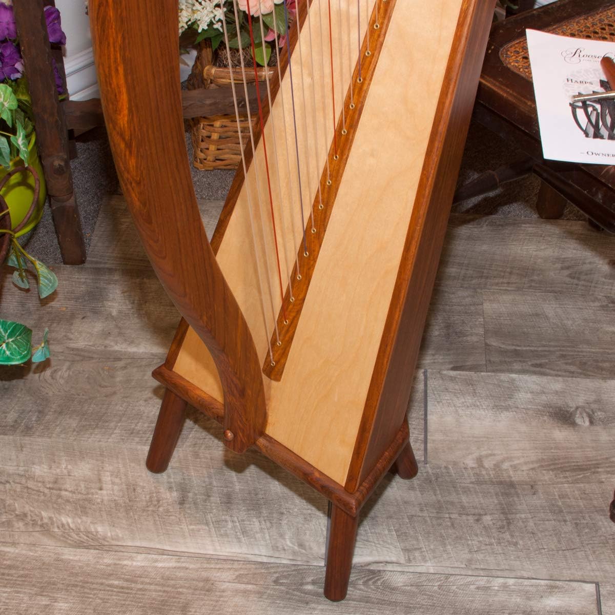 Roosebeck 29-String Mintrel Pedestal Harp w/Chelby Levers & Bag, 5 Panel