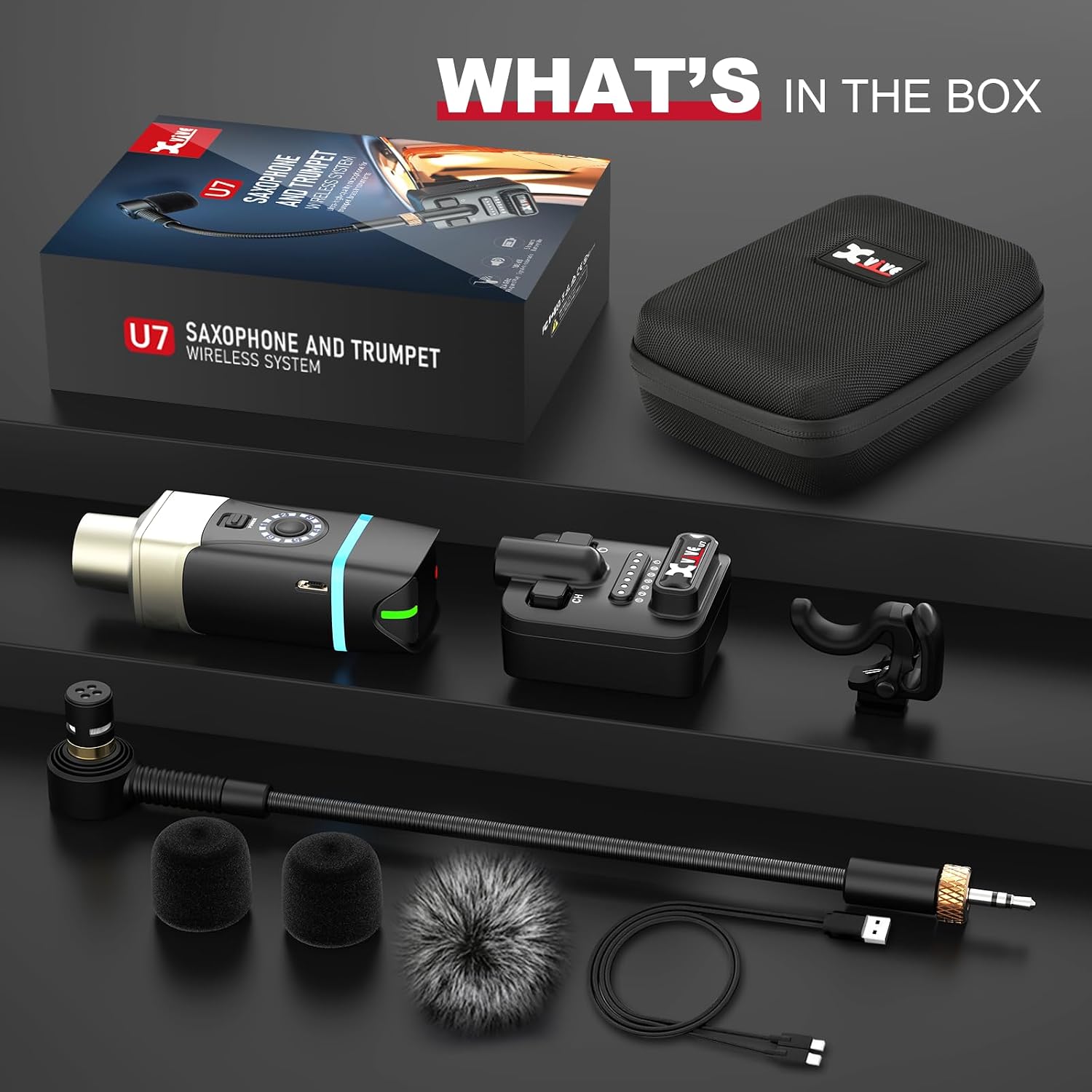 Xvive U7 Saxophone and Trumpet Wireless System with 2.4GHz Transmitter and Receiver