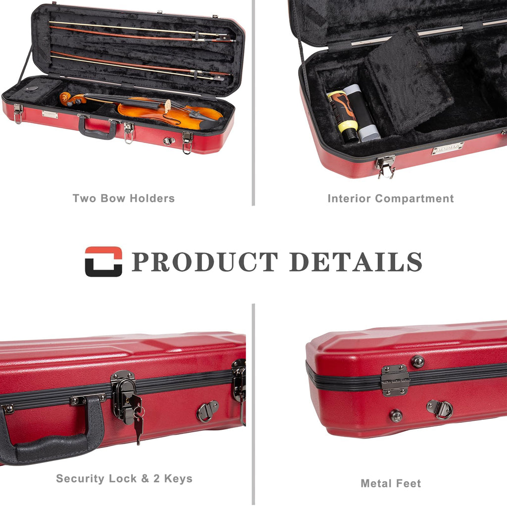 Crossrock 4/4 Violin Case with Carbon Pattern | Lightweight PC Shell, Plush Interior, Backpack Straps – Stylish & Protective for Daily Practice