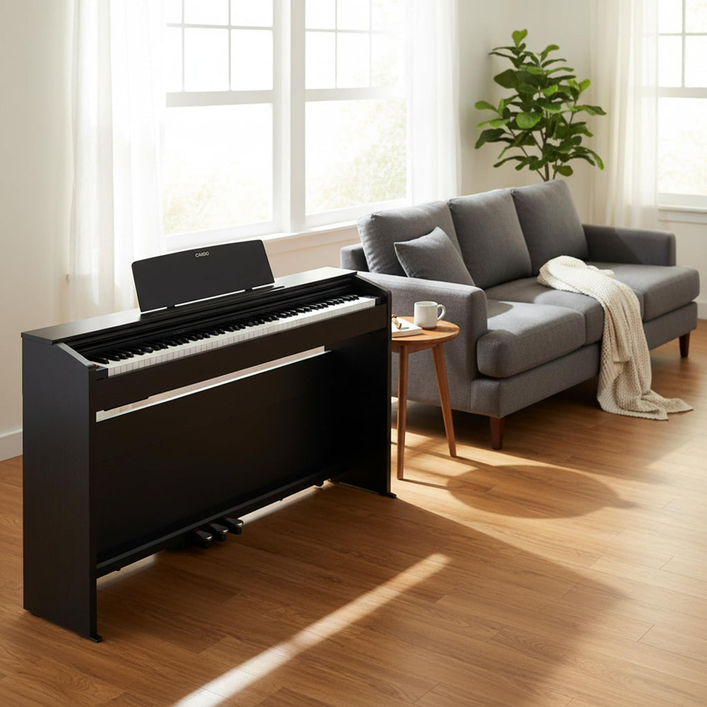 Casio PX-870 Privia Digital Piano - Black Bundle with Furniture Bench, Headphones, Instructional Book, Online Lessons, Instructional DVD, and Austin Bazaar Polishing Cloth