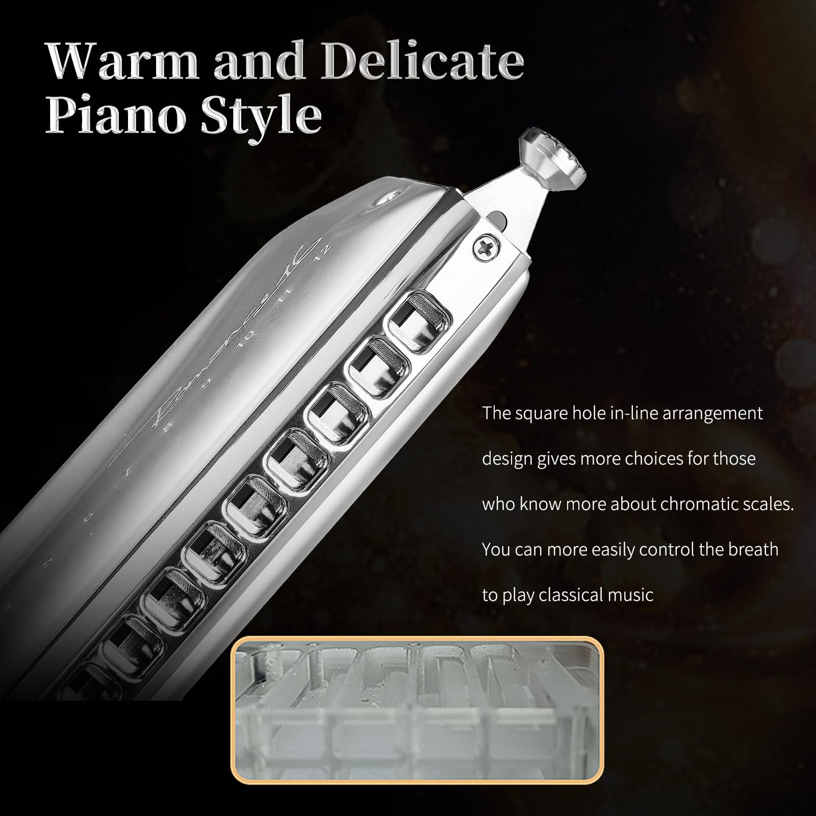 EAST TOP ROMANCE Chromatic Harmonica of 14 Hole, Professional Chromatic Mouth Organ Harmonica For Adults, Students and band players key of C