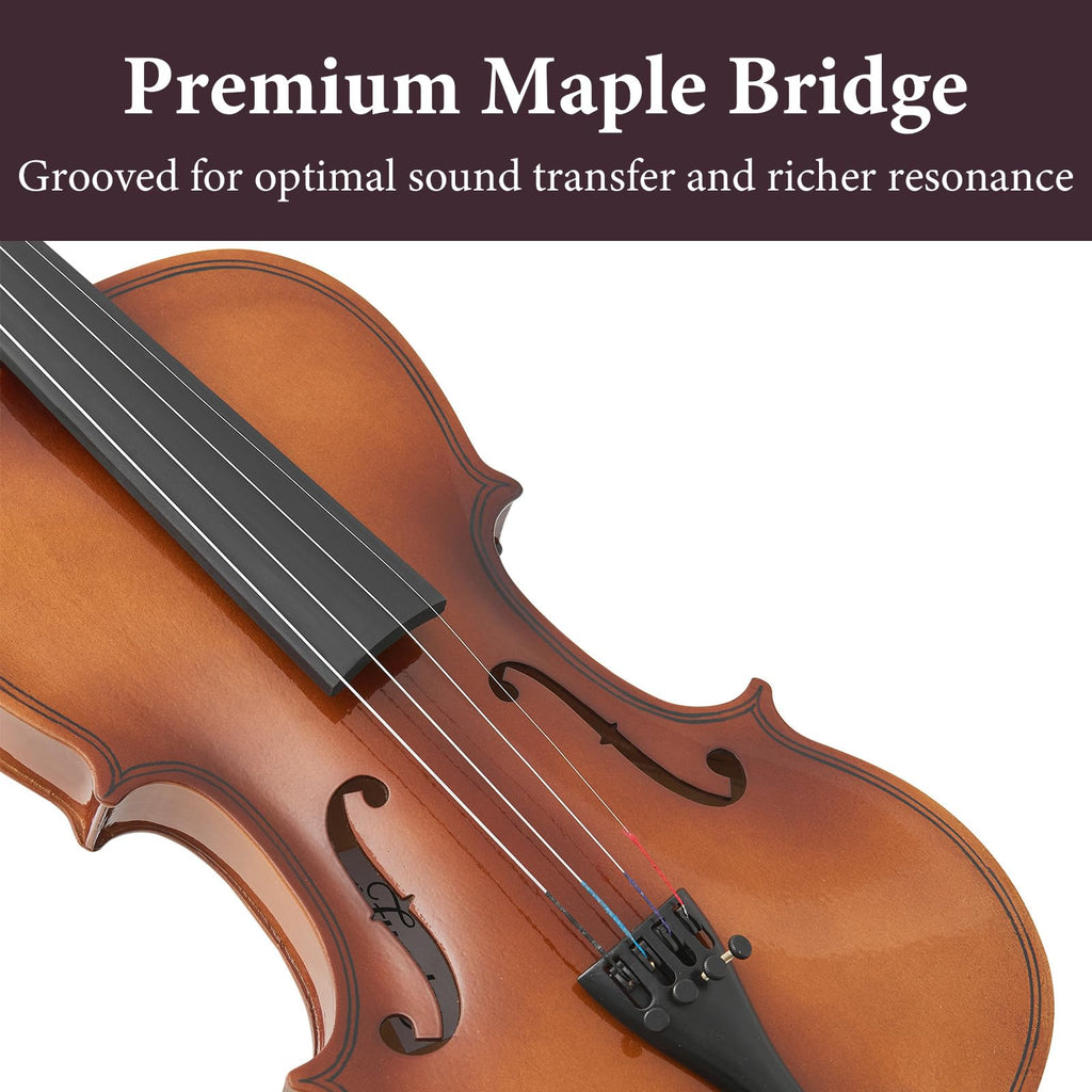 4/4 Full Size Beginner Violin, Acoustic Fiddle Set for Adults, Teens, and Students (Age 12+), with Case, Bow, Bridge, and Rosin (Pink)