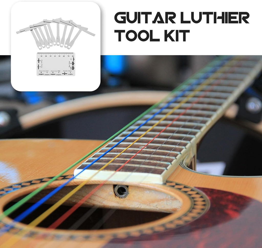 KESYOO 1Set String Action Gauge Tool with Understring Radius Measuring Tool for Guitar and Bass Setup Durable Double Sided Ruler for Accurate String Height Measurements and Easy