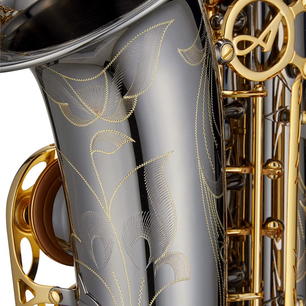 Antigua Winds PowerBell Professional Eb Alto Saxophone (Yellow brass/classic nickel plated/enlarged bell/new neck design/ergonomic design/hand engraving/ABS case)/WRAS4248CN