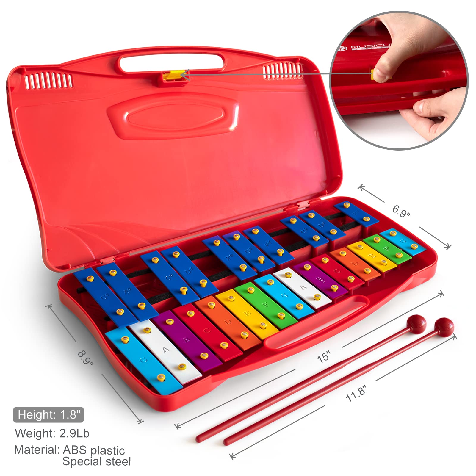 13 Keys Xylophone for Kids Wooden Xylophone Musical Instrument with Mallets Glockenspiel Instrument Educational Sensory Musical Toys Christmas Gift Choice for Boys Girls Aged 3+