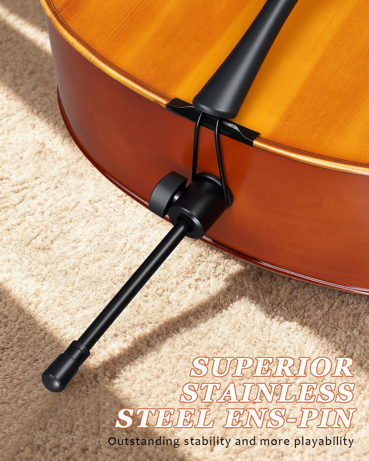 Ktaxon Full Size Cello, 4/4 Solid Wood Acoustic Cello with Sturdy Stand, Portable Bag, Premium Rosin and Extra String, Full Equipment for Intermediate Players (Varnish)