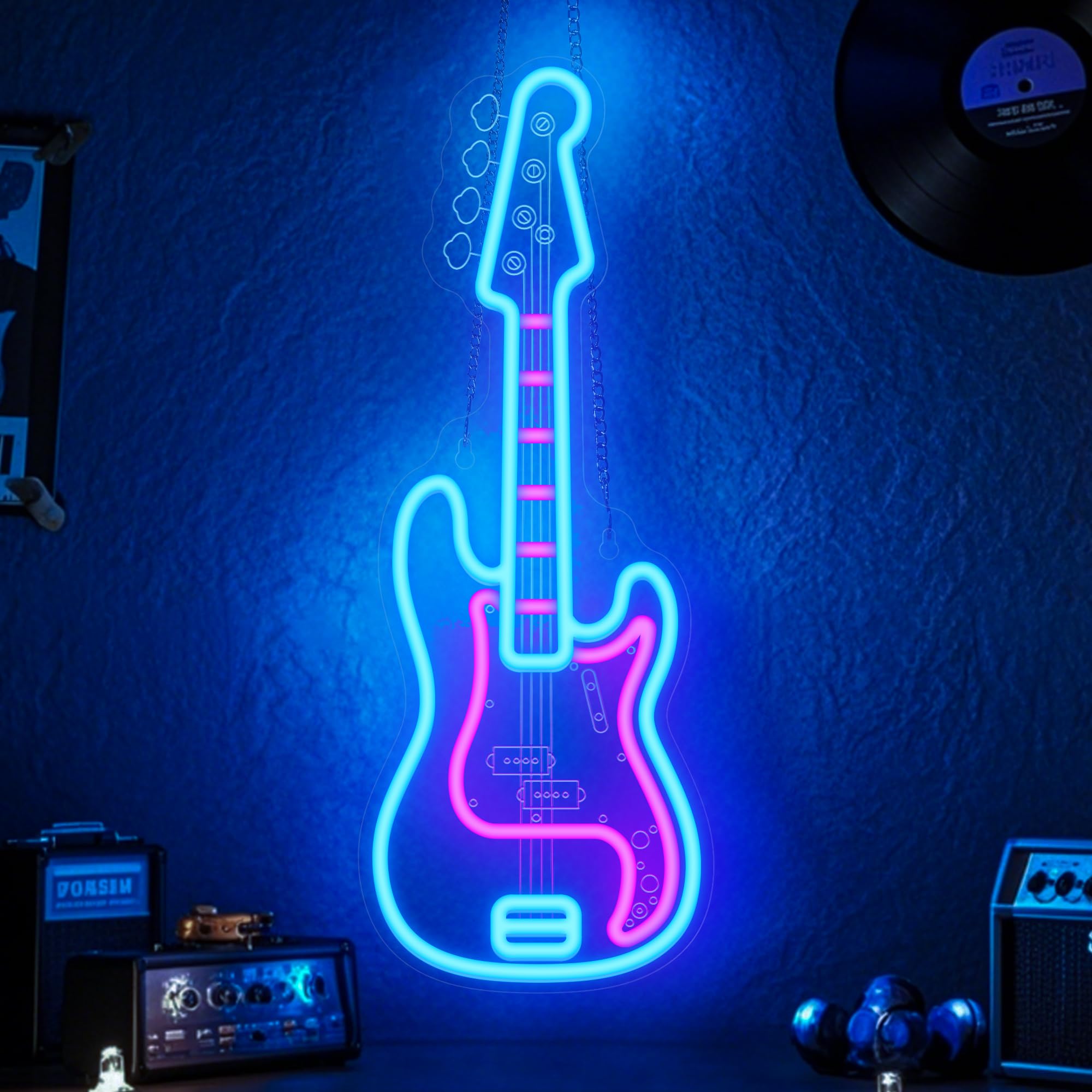 CoolGift Mart Acoustic Guitar Neon Light, Dimmable LED Guitar Neon Wall Sign USB Powered, Decorations for Bedroom Living Room Man Cave Music Studio, Gift for Guitar Players Guitarists Music Lovers