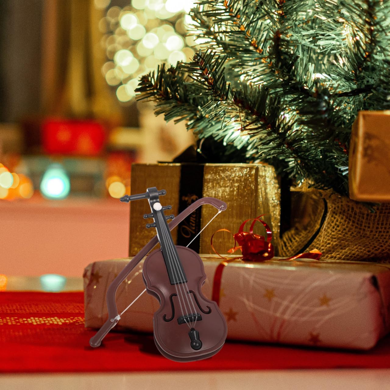DOITOOL 20 Sets Mini Violin Models, Plastic Tiny Violin Musical Instrument for Dollhouse Accessory and Holiday Party Adornments