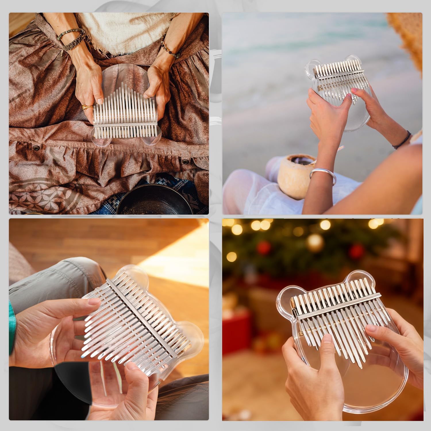 Acrylic Kalimba Thumb Piano,YUNDIE Portable 17 Keys Mbira Crystal Finger Piano, Musical Instruments Birthday Gift for Adult Beginners Professional(Clear) (17 Keys)