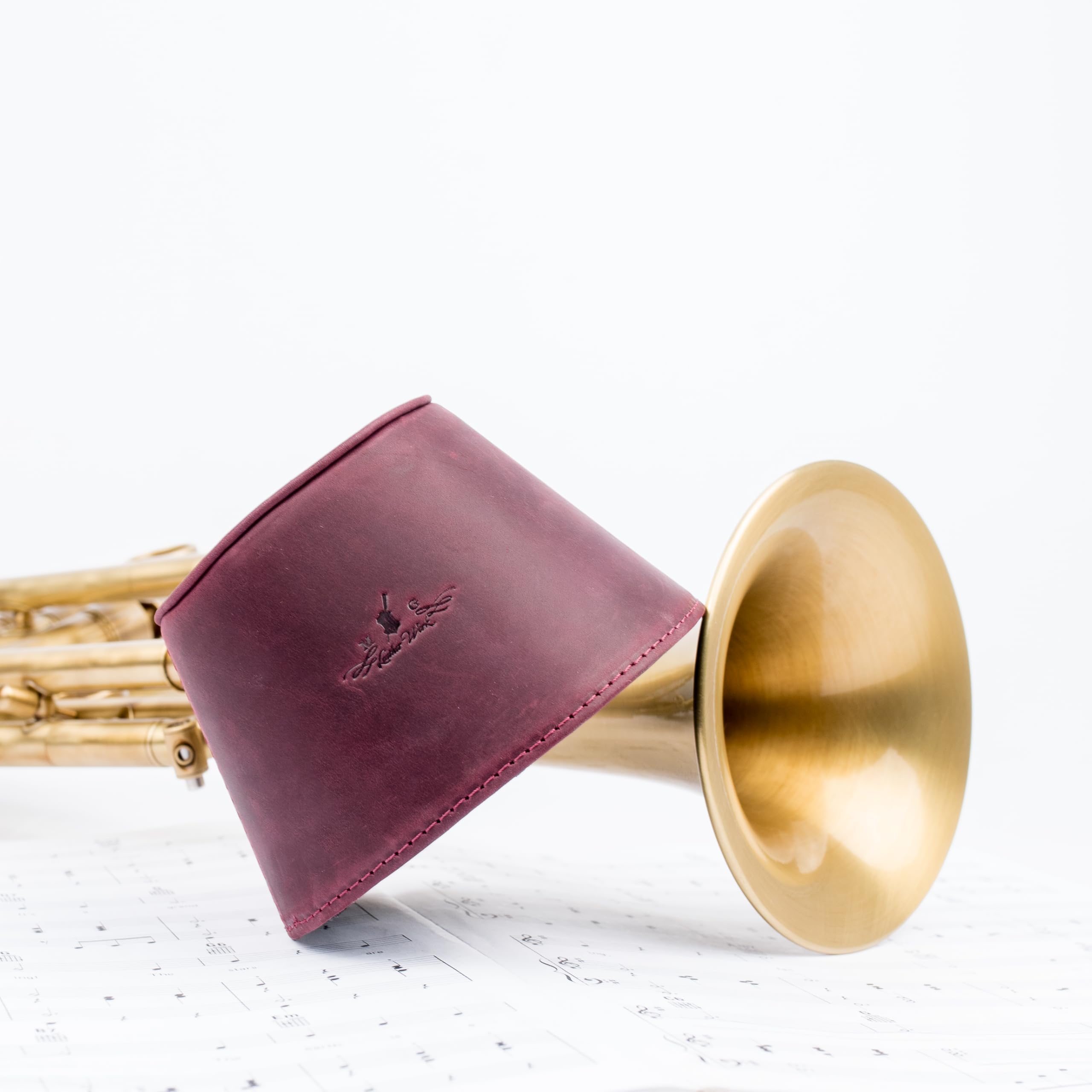 Trombone magnetic mute, lightweight leather mute for jazz and classical trombone players by MG Leather Work (Black)