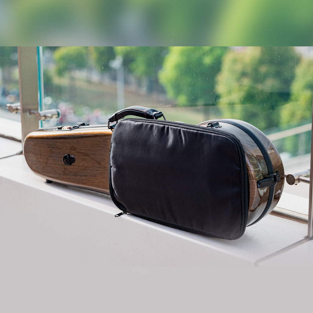 Christina violin case 4/4 Full Size Violin case High-Strength Carbon Fiber Triangle Violin Music Bag With Combination Lock and Extra Bag White Violin Hard Case (VB-Trianglee-WhiteDot spot)