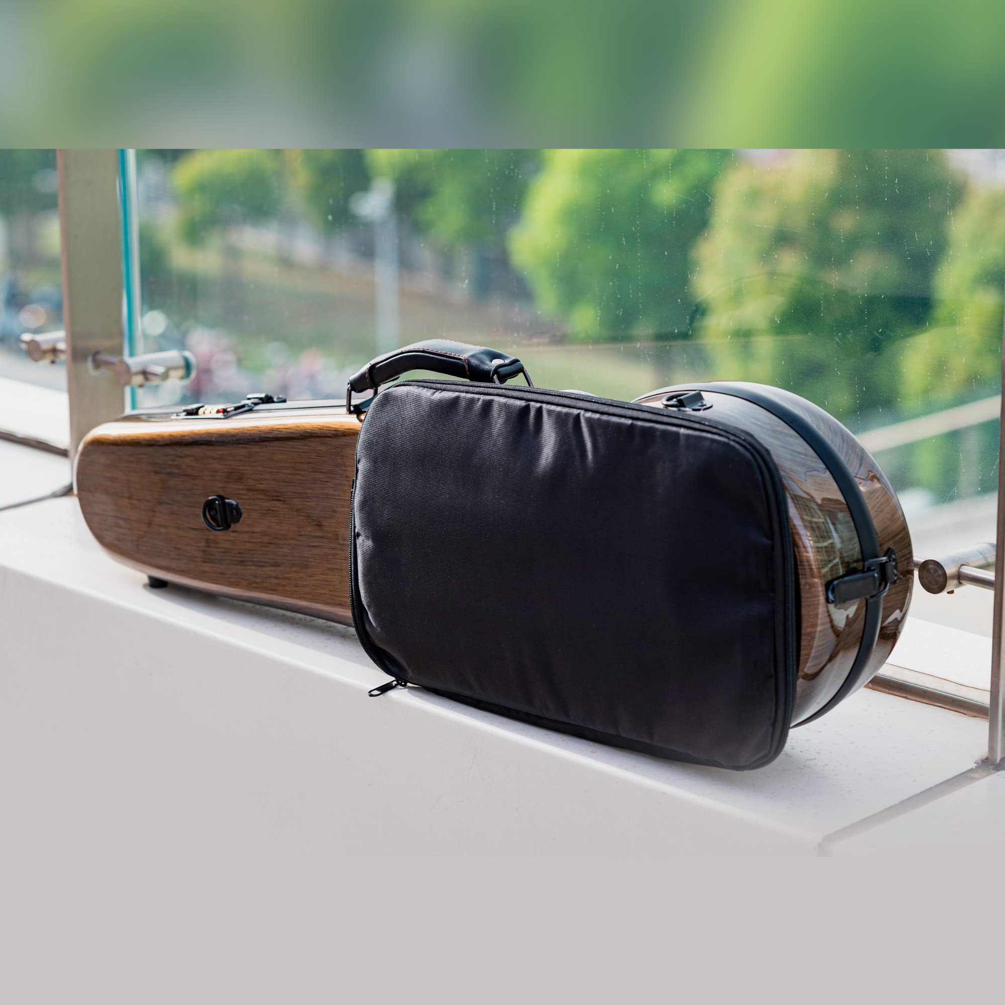 Christina violin case 4/4 Full Size Violin case High-Strength Carbon Fiber Triangle Violin Music Bag With Combination Lock and Extra Bag White Violin Hard Case (VB-Trianglee-WhiteDot spot)
