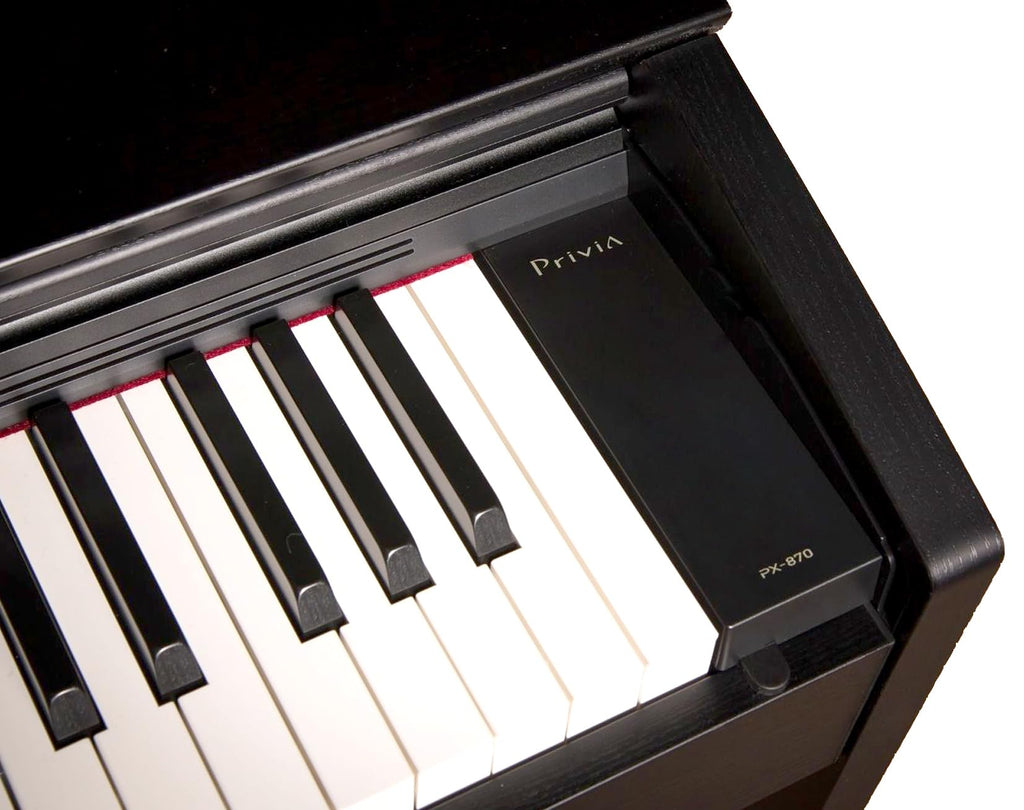 Casio PX-870 Privia Digital Piano - Black Bundle with Furniture Bench, Headphones, Instructional Book, Online Lessons, Instructional DVD, and Austin Bazaar Polishing Cloth