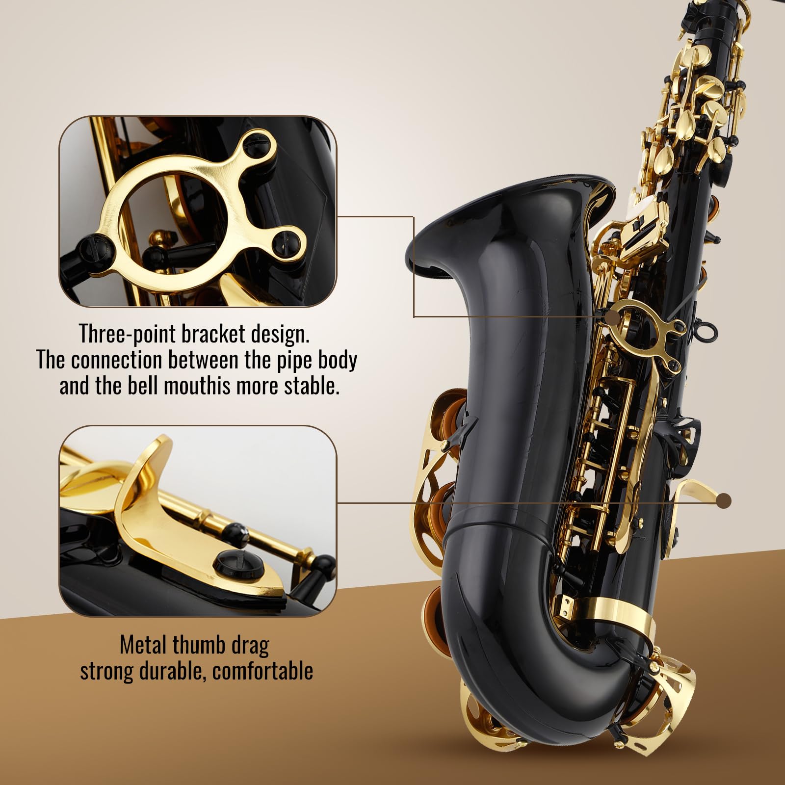 LeSage Alto Saxphone E Flat for Beginners Student School Band Alto Sax Gold Lacquer Music Instrument Saxofon With Carrying Sax Case