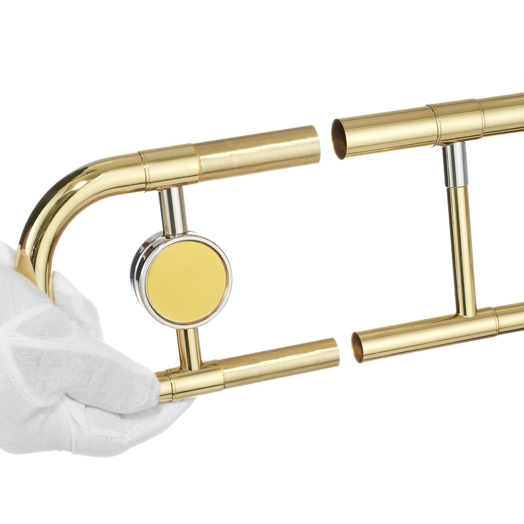 Ashthorpe Bb Tenor Slide Trombone with Nickel Plated Finish - Includes Case, Mouthpiece, Gloves, Cleaning Cloth, Slide Grease