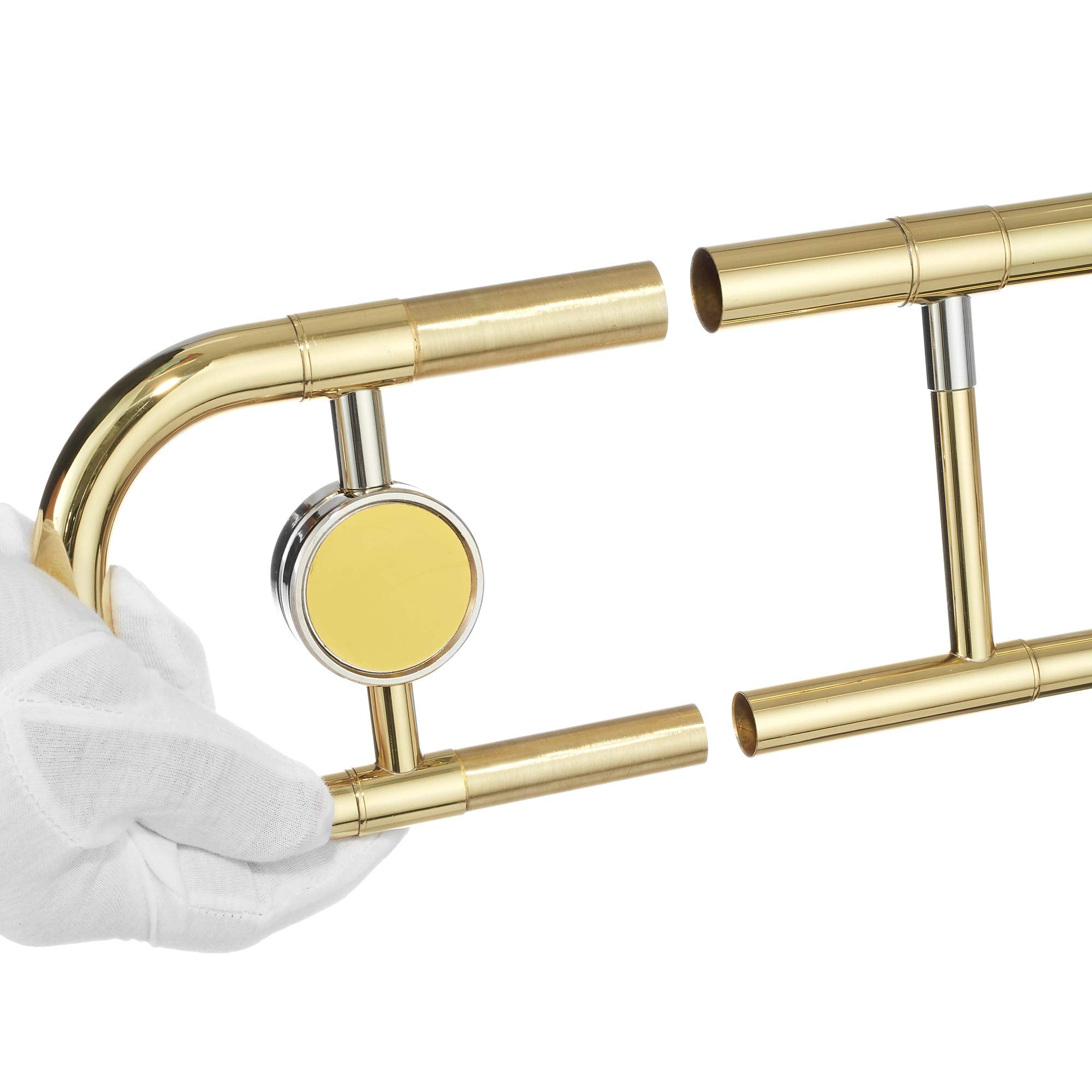Ashthorpe Bb Tenor Slide Trombone with Nickel Plated Finish - Includes Case, Mouthpiece, Gloves, Cleaning Cloth, Slide Grease