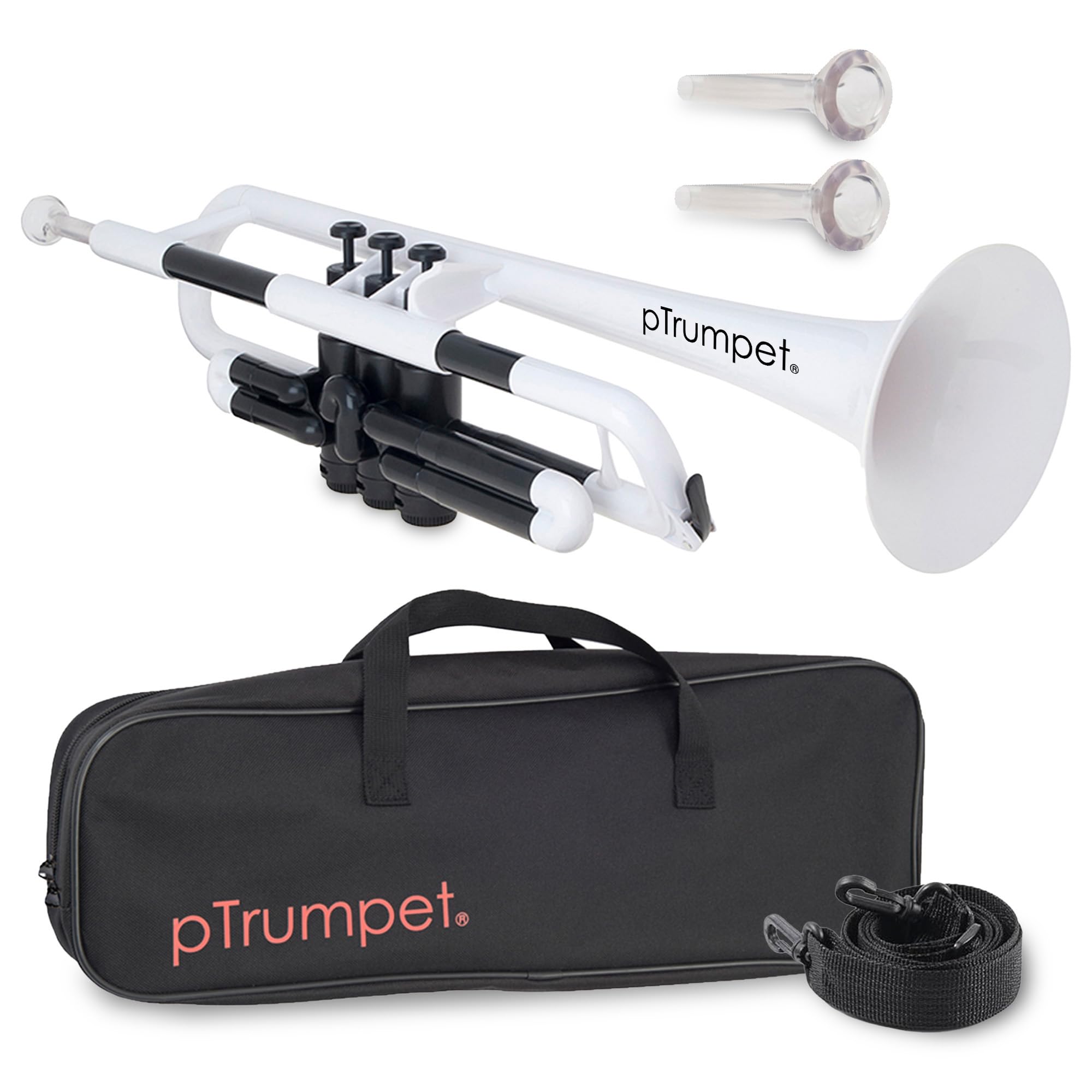 pTrumpet Bb Plastic Trumpet - Durable pInstruments Design with Ergonomic Grip - Includes 3C & 5C Mouthpieces and Carrying Bag - Authentic Sound for Students & Beginners - ABS Build - Green