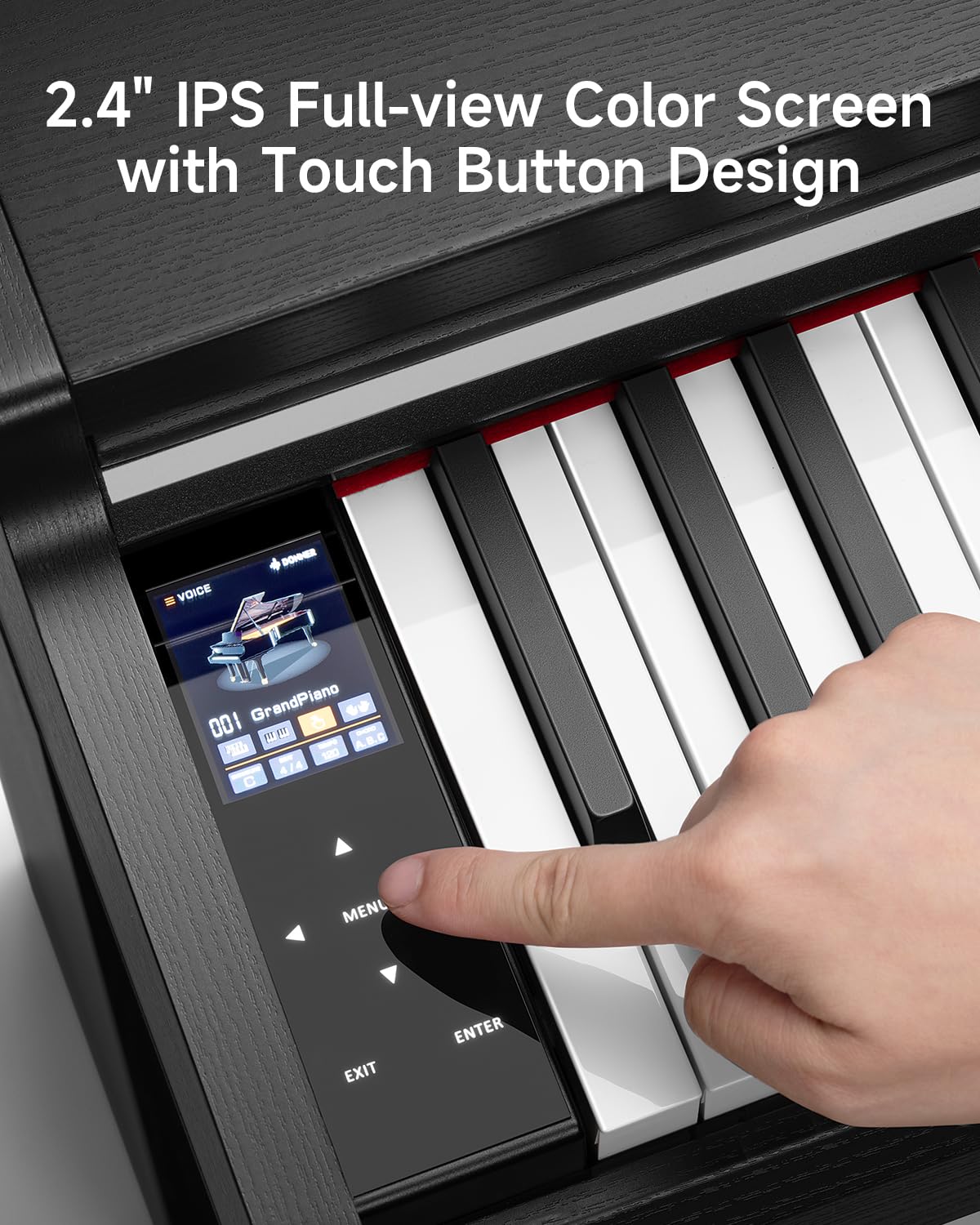 Donner DDP-200 Pro Digital Piano with 88 Key Graded Weighted Keyboard, Wireless Piano with 2.4" IPS Screen Record, 256 Polyphony, Full Size Piano Keyboard Gifts for Beginner Advanced, Wood Graina