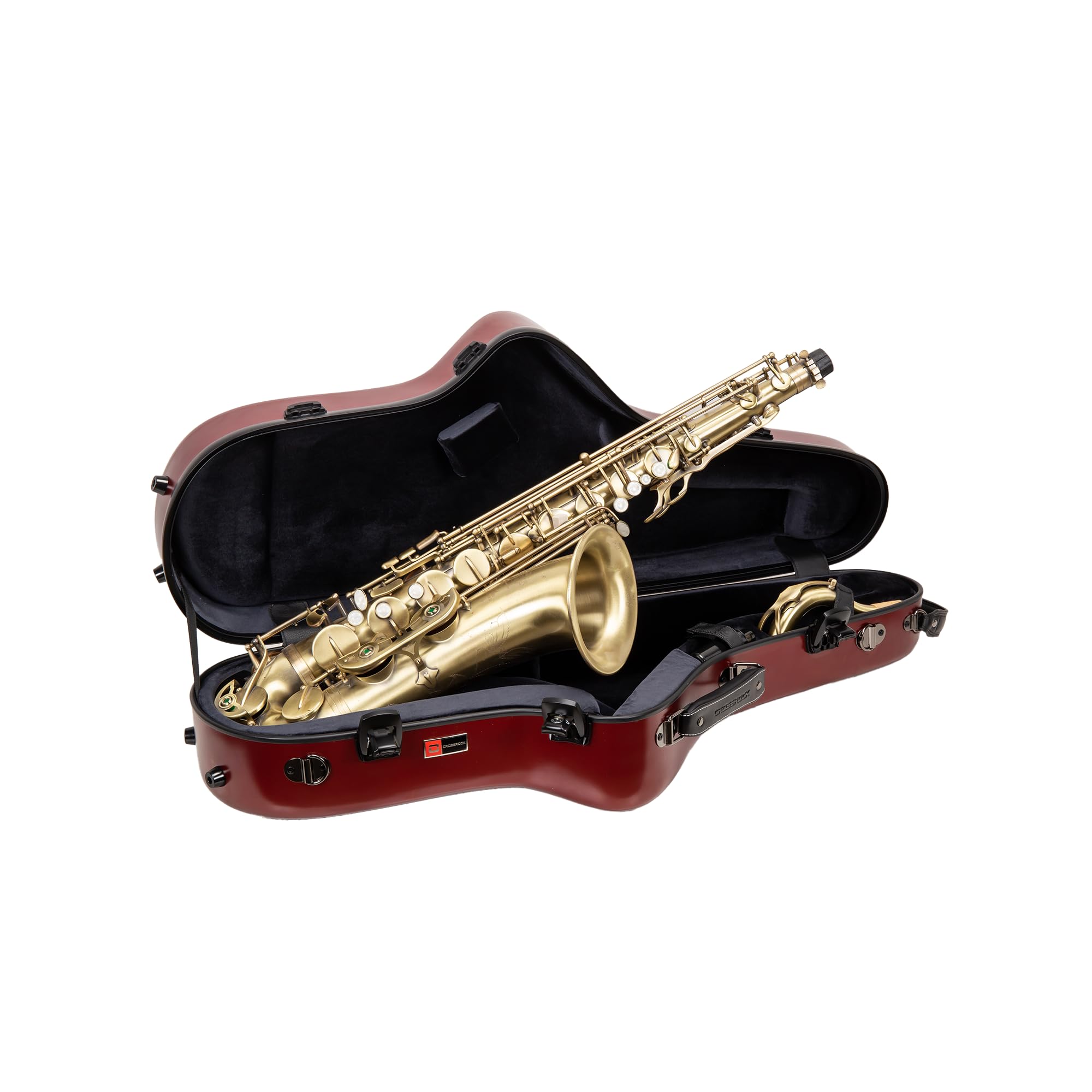 Crossrock Low A Baritone Saxophone Case with Wheels | Polycarbonate Hard Shell, TSA Lock, Anti-Scratch Finish, Neck & Mouthpiece Storage–Black (CRF4050BSBK)
