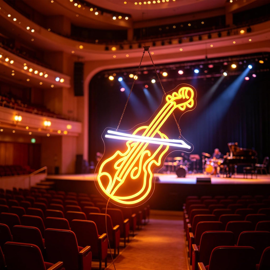 Violin LED Neon Sign, Music Player Neon Signs, Music Instrument Wall Room Bedroom Game Room Art Decor, Violin Enthusiasts Artist Neon Light Wall Art Christmas Birthday Gift