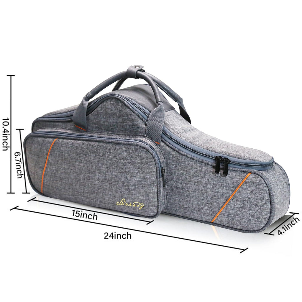 Alto Saxophone Backpack Gig Bag 20mm Padded Light Carry Bag (Black) | Shockproof Padding;Multi-Pocket Storage;Dual Carry Straps;Reinforced Stitching