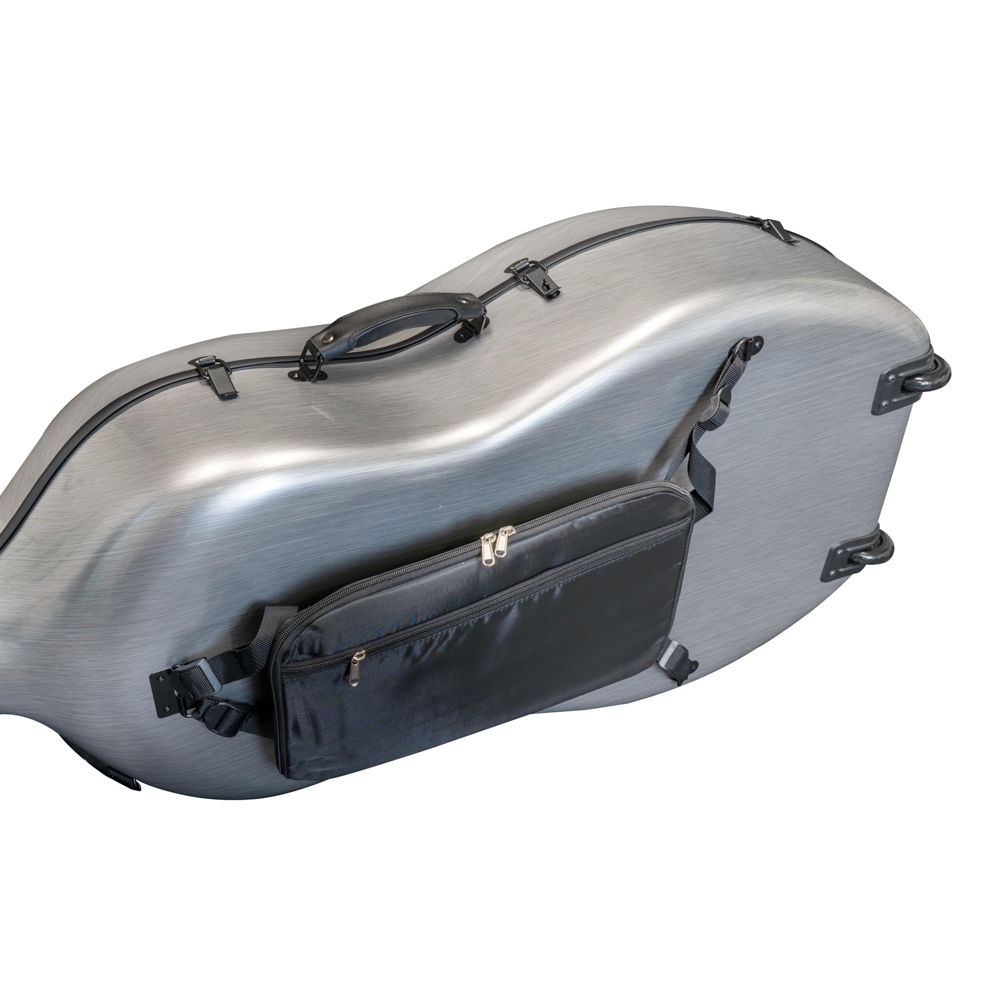 MI&VI Forte Series Hard Cello Case (Full Size) with Wheels — Polycarbonate Tough Shell Case for 4/4 Sized Cellos (White)