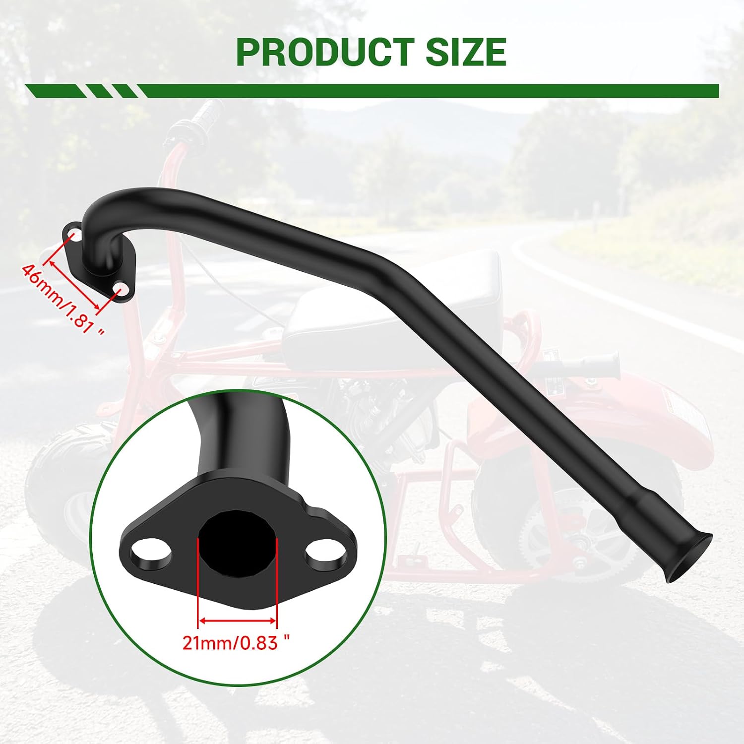Trumpet Exhaust for Predator 212 224 Non Hemi Engine, Central Long Mini Bike Exhaust Header Pipe Compatible with GX160 GX200 6.5HP 196cc Coleman CT100U Baja DB30 KT196 Trailmaster Go Kart Parts