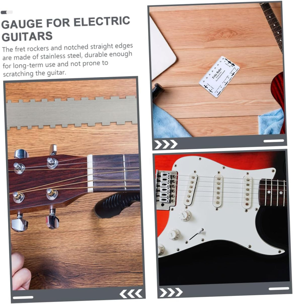 Guitar Neck Straight Edge Luthier Measuring Tool Notched Design String Action Gauge for Electric Guitars