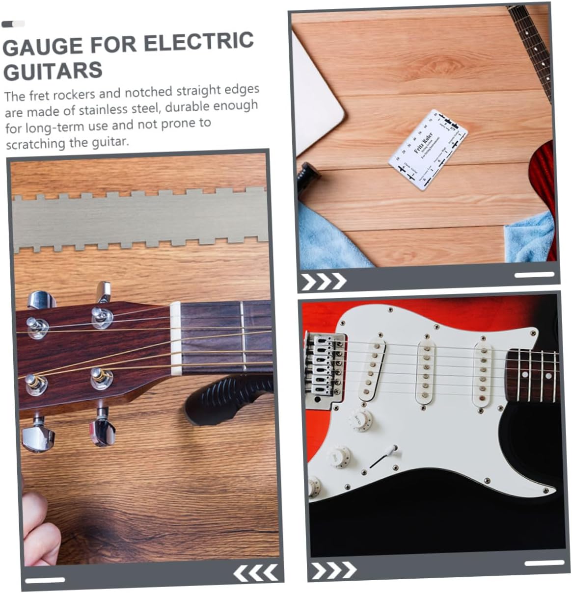 Guitar Neck Straight Edge Luthier Measuring Tool Notched Design String Action Gauge for Electric Guitars
